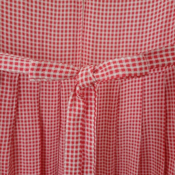 Allison Che 16 Pink Gingham Dress Floral Embroidery Waist Tie Modest Church - Picture 5 of 8